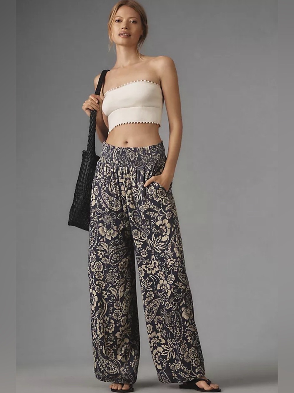 Anthropologie Maeve printed floral wide leg pants